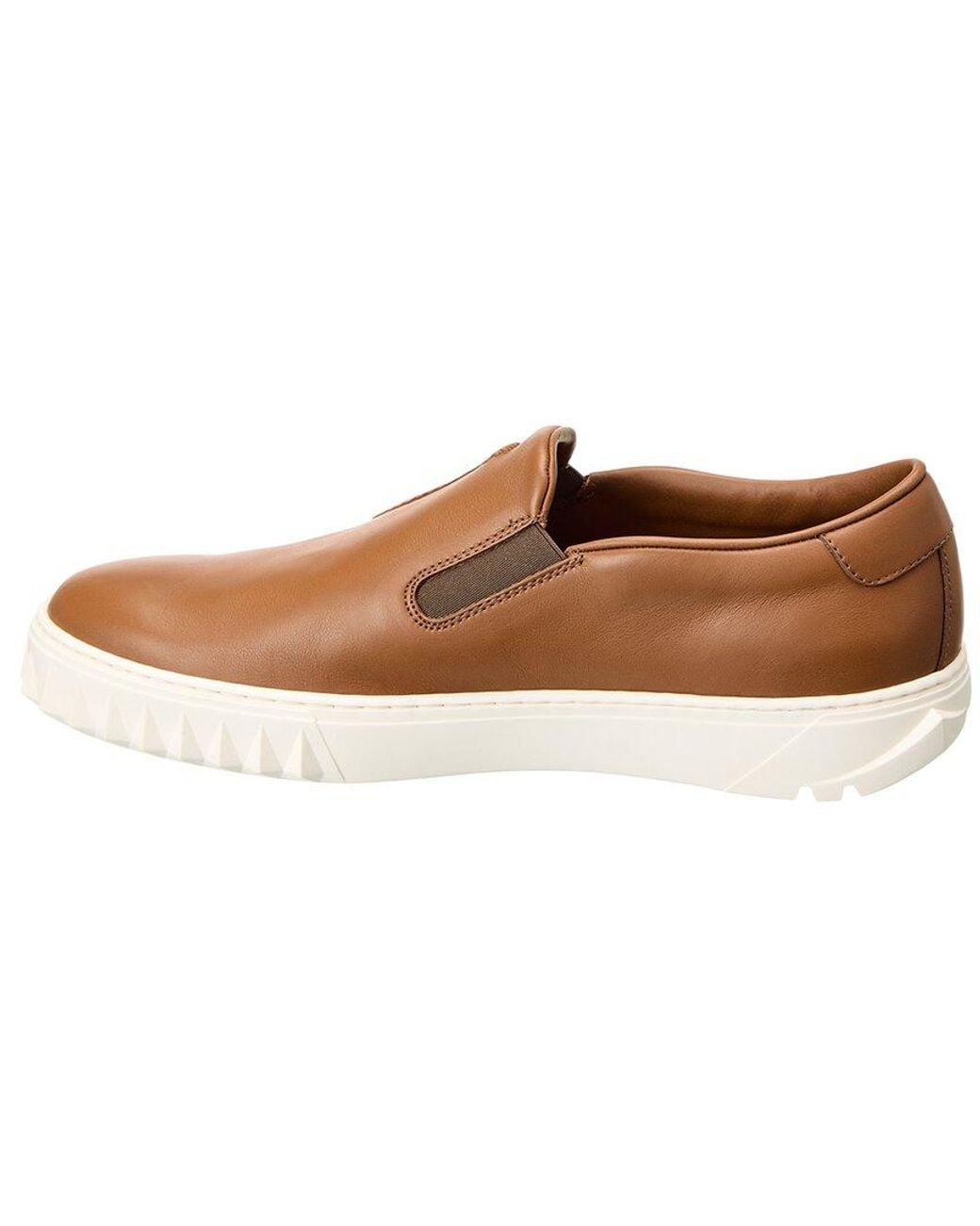Ferragamo Brown Gancini Leather Slip-On Sneakers for men
