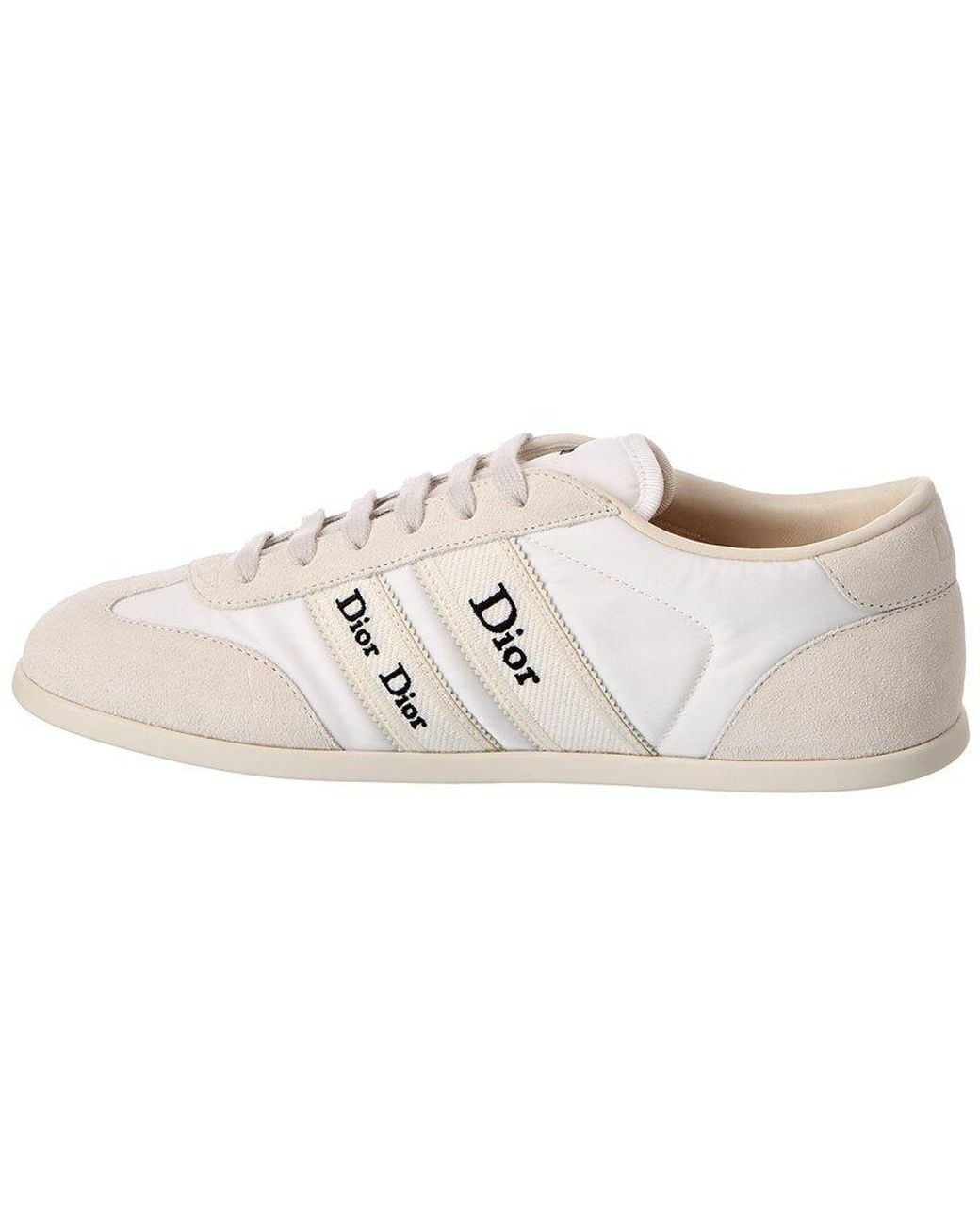 Dior White Ribbon Canvas & Suede Sneaker