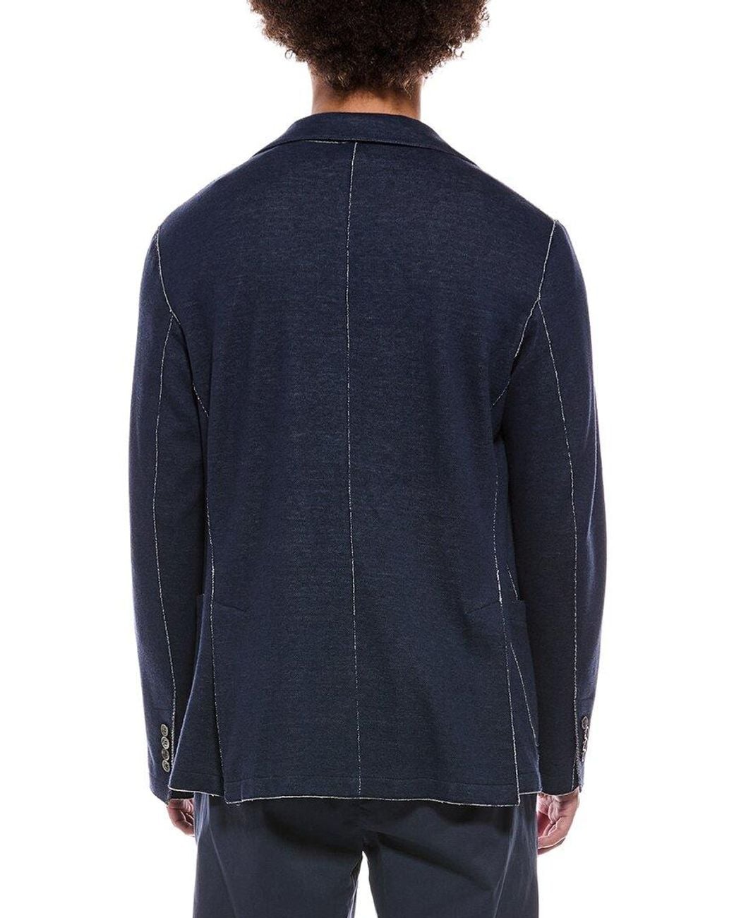 Eleventy Blue Raw Trim Cashmere-Blend Jacket for men