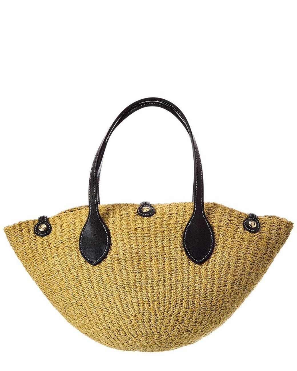 Céline Metallic Triomphe Beads Small Sisal & Leather Basket Tote