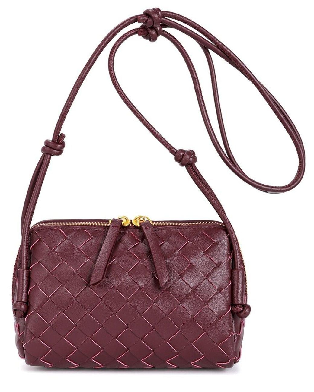 Tiffany & Fred Paris Purple Hand-woven Leather Crossbody