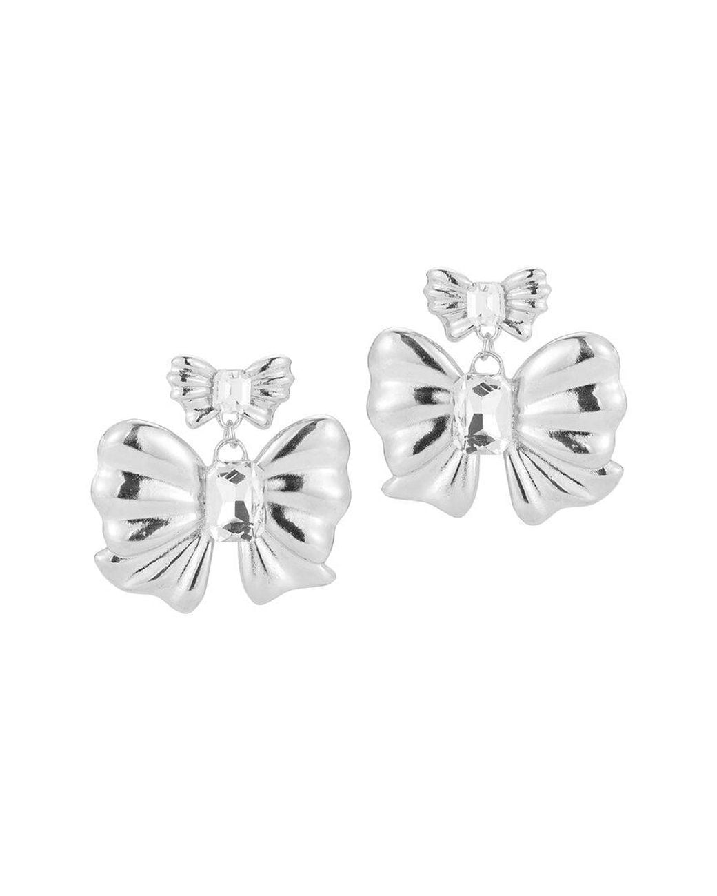 Sphera Milano White Plated Bow Earrings