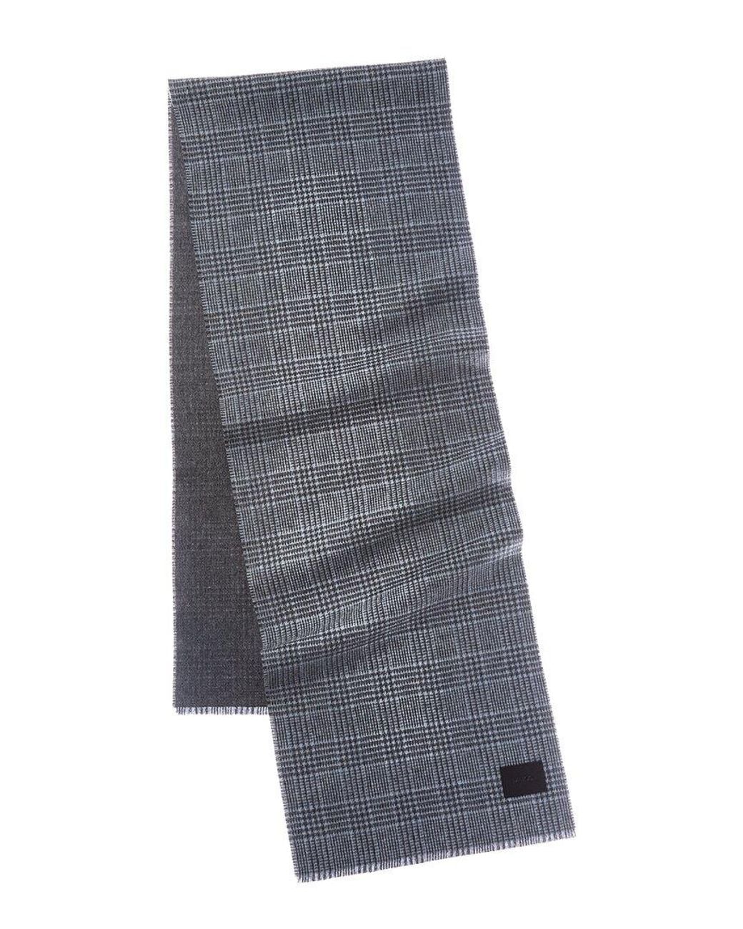 Vince Gray Double Face Creekside Plaid Wool & Cashmere-Blend Scarf for men