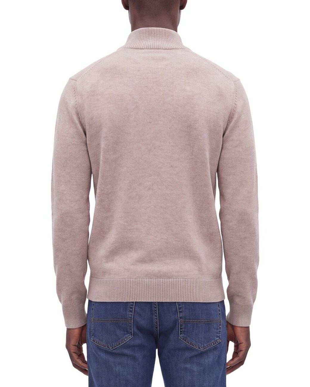Forte Gray Cashmere 100% Cashmere Mock Neck 1/4-Zip 100% Cashmere Sweater for men