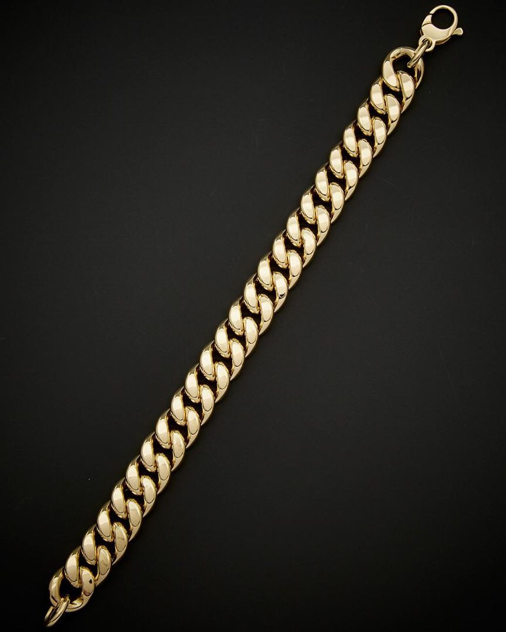 Italian Gold Black 14k Semi-solid Curb Link Bracelet for men