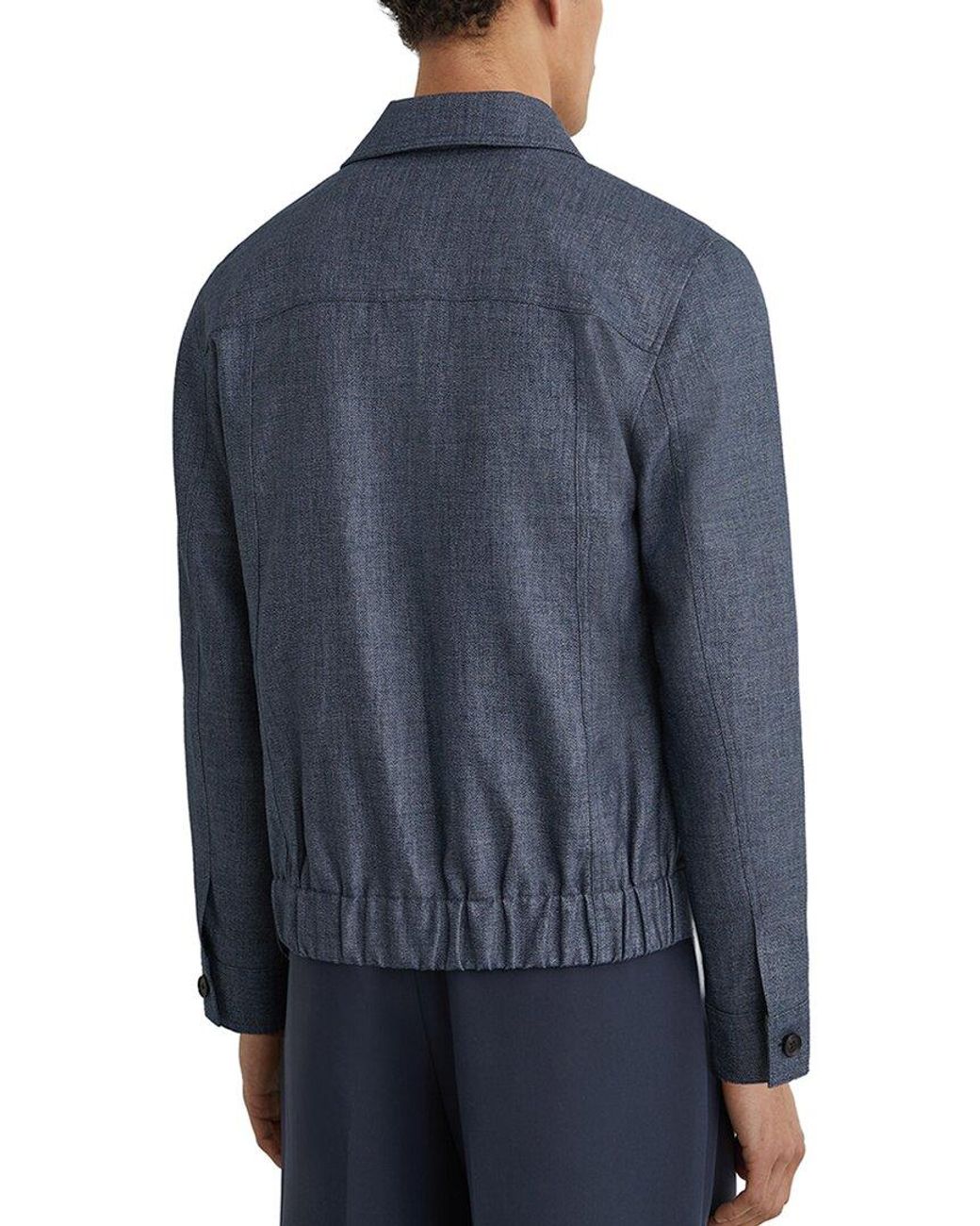 Reiss Blue Lagos Linen Four Pocket S Casual Jacket for men