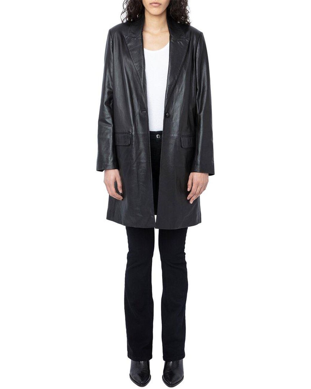 Zadig & Voltaire Monarque Cuir Lisse Leather Coat in Black Zadig & Voltaire Monarque Cuir Lisse Leather Coat in Black
