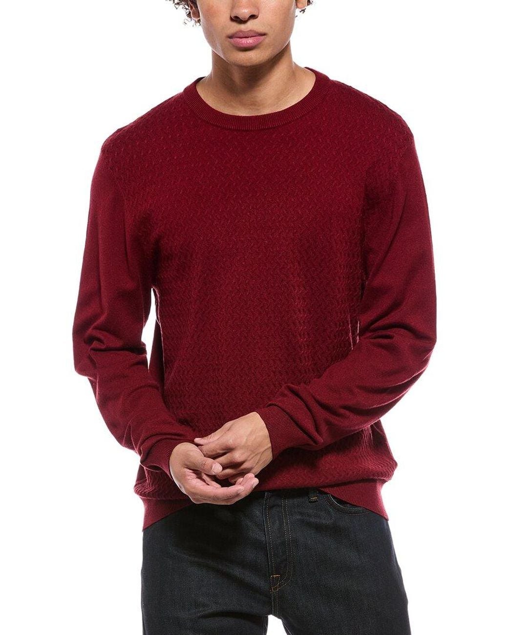 Point Zero Red Semi Fit Crewneck Sweater for men