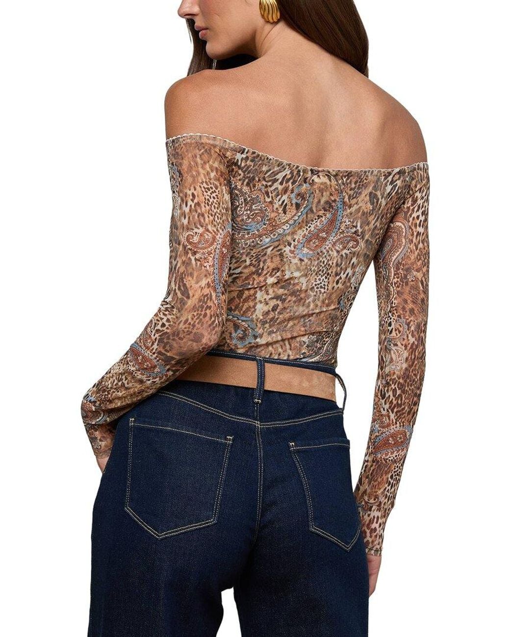 L'Agence Blue Peonie Off Shoulder Bodysuit