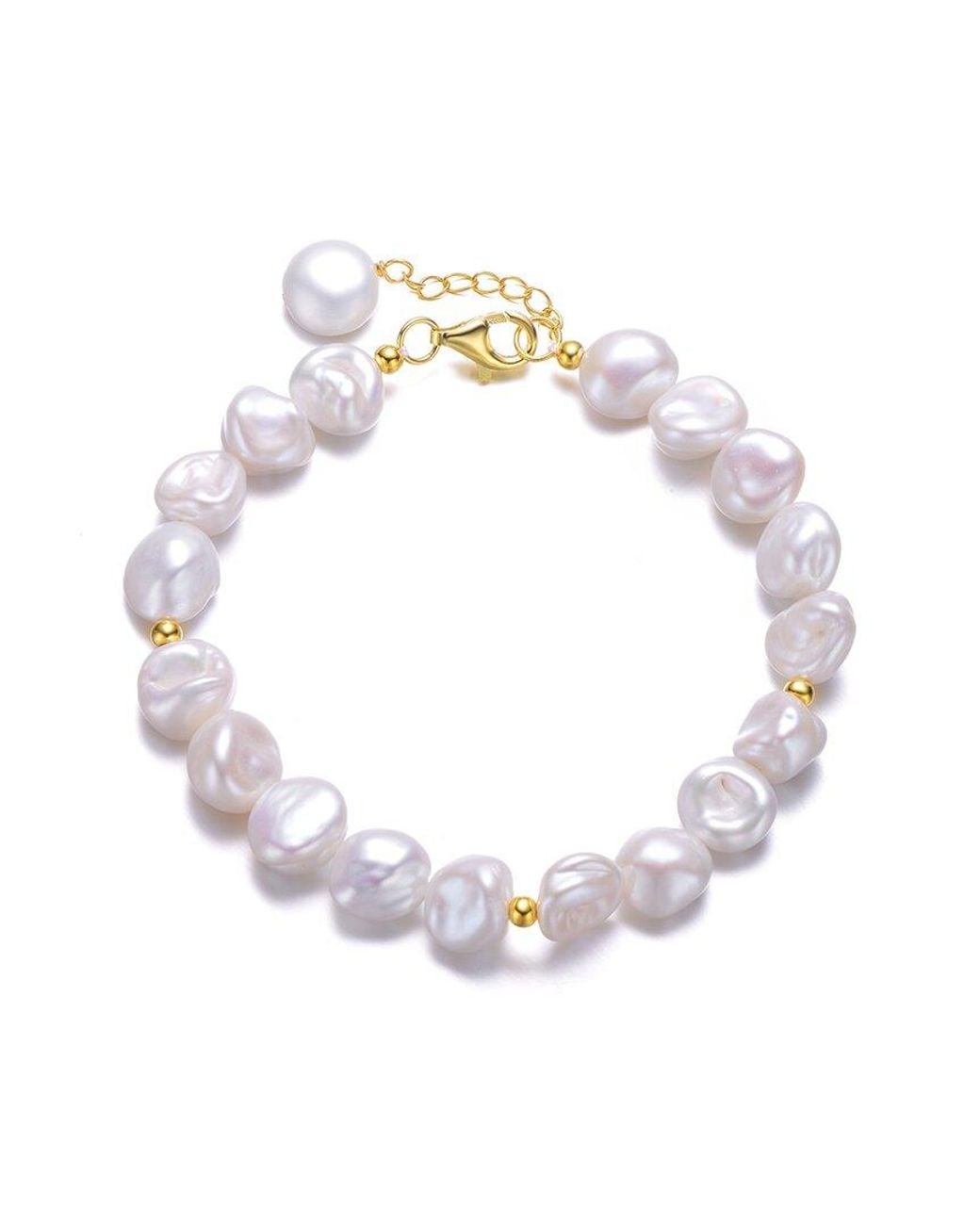 Genevive Jewelry Metallic 14k Over Silver 10-11mm Pearl Bracelet