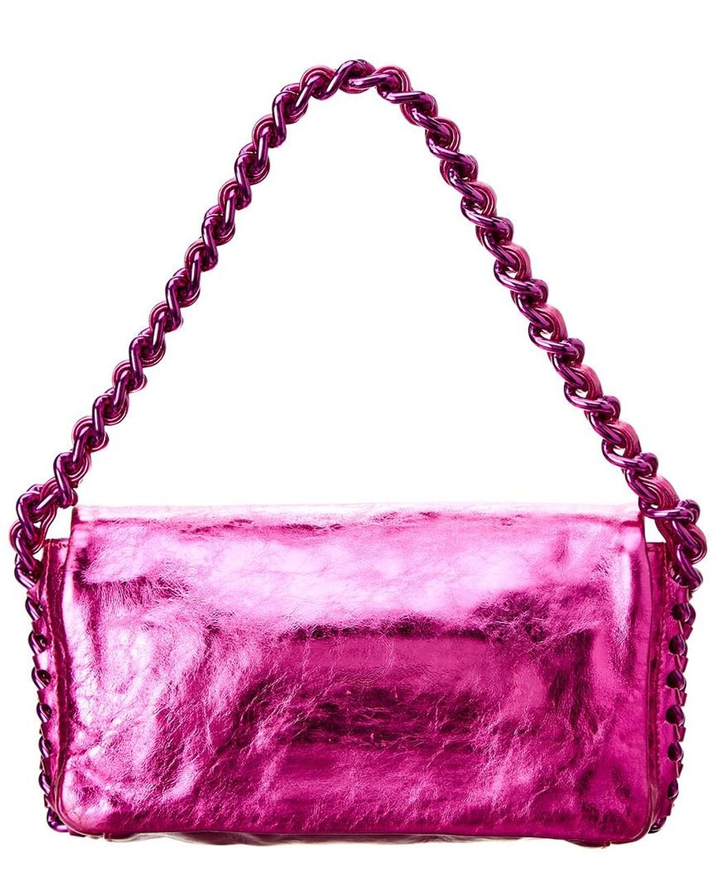 Chanel Pink Metallic Leather Shoulder Bag  Lyst