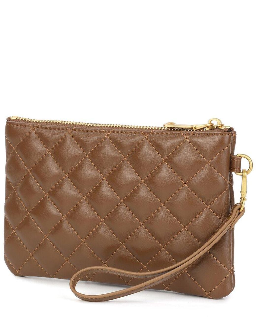 Tiffany & Fred Paris Brown Diamond Quilted Leather Wristlet