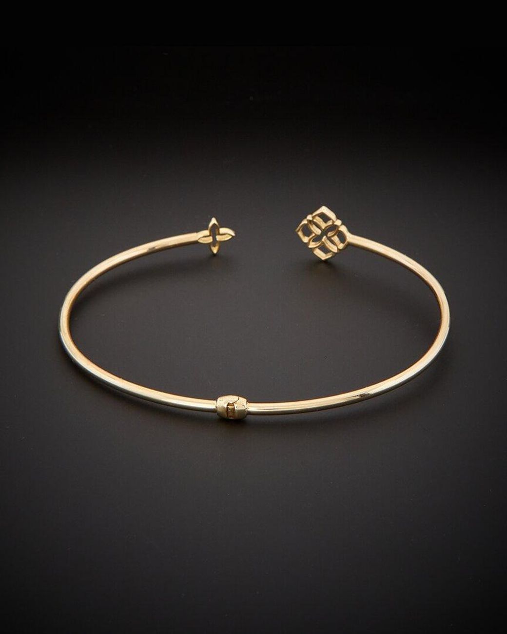 Italian Gold Black 14k Clover Bangle Bracelet