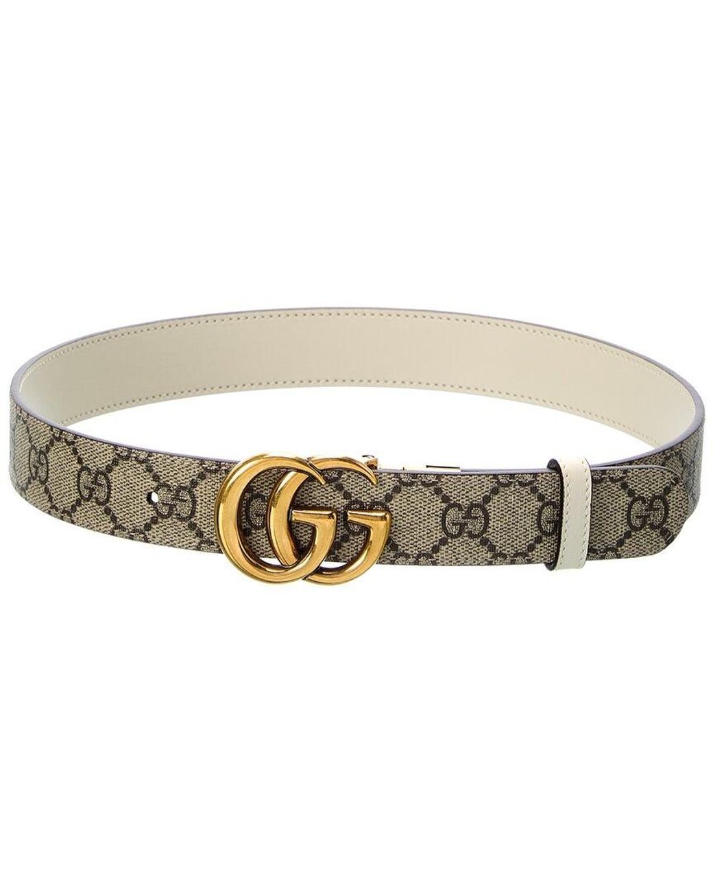 Gucci GG Marmont Canvas Leather Reversible Belt (Belts,Wide