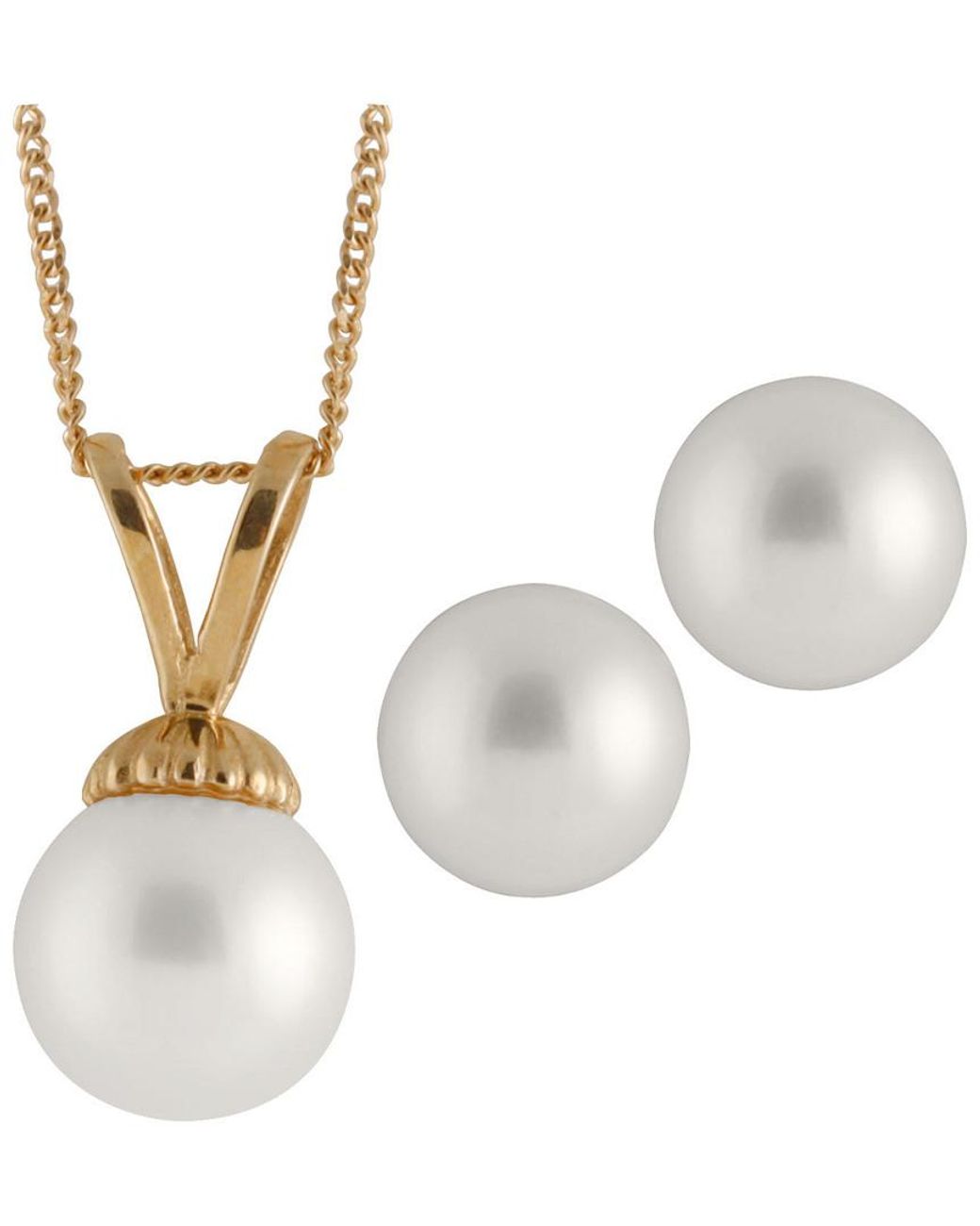 Splendid White Plated 7-7.5mm Pearl Drop Earrings & Necklace Set