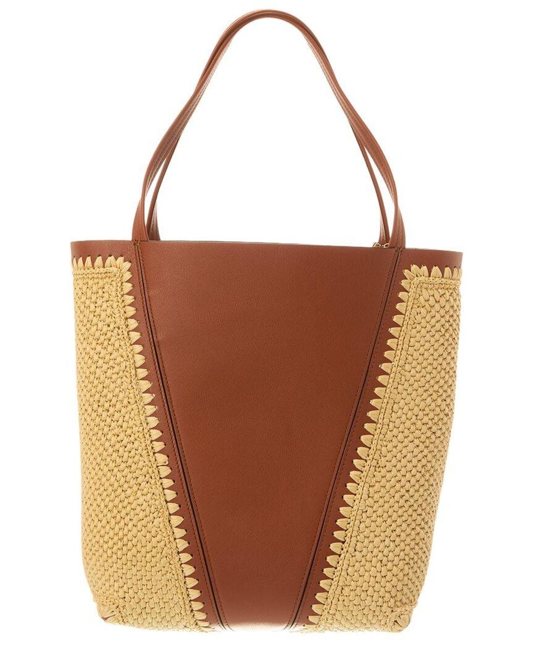 Chloé Brown Raffia & Leather Tote