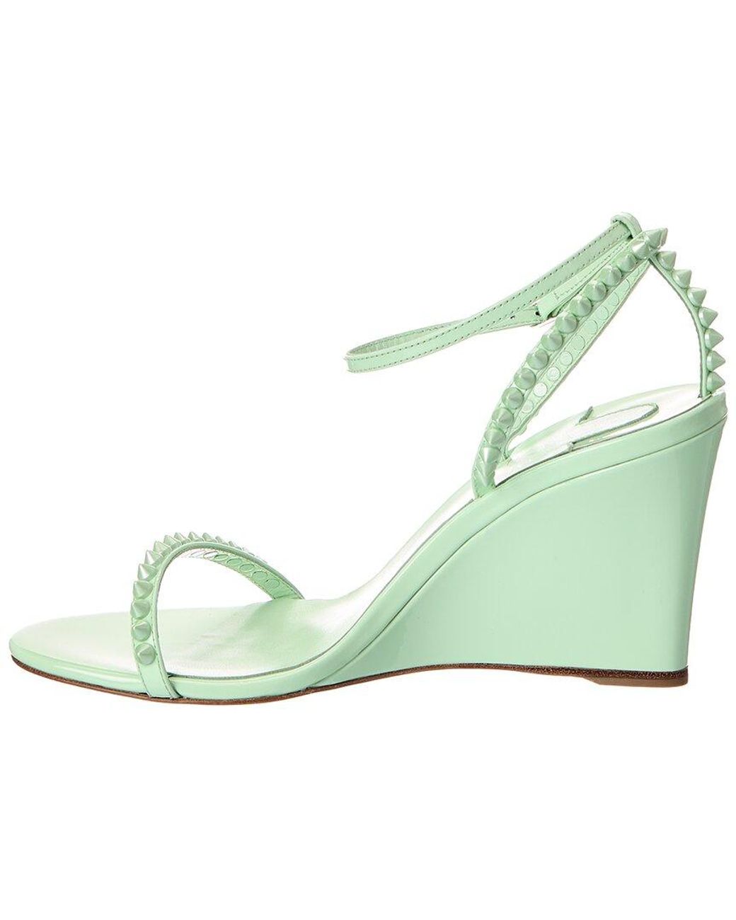 Christian Louboutin Green So Me 85 Patent Wedge Sandal