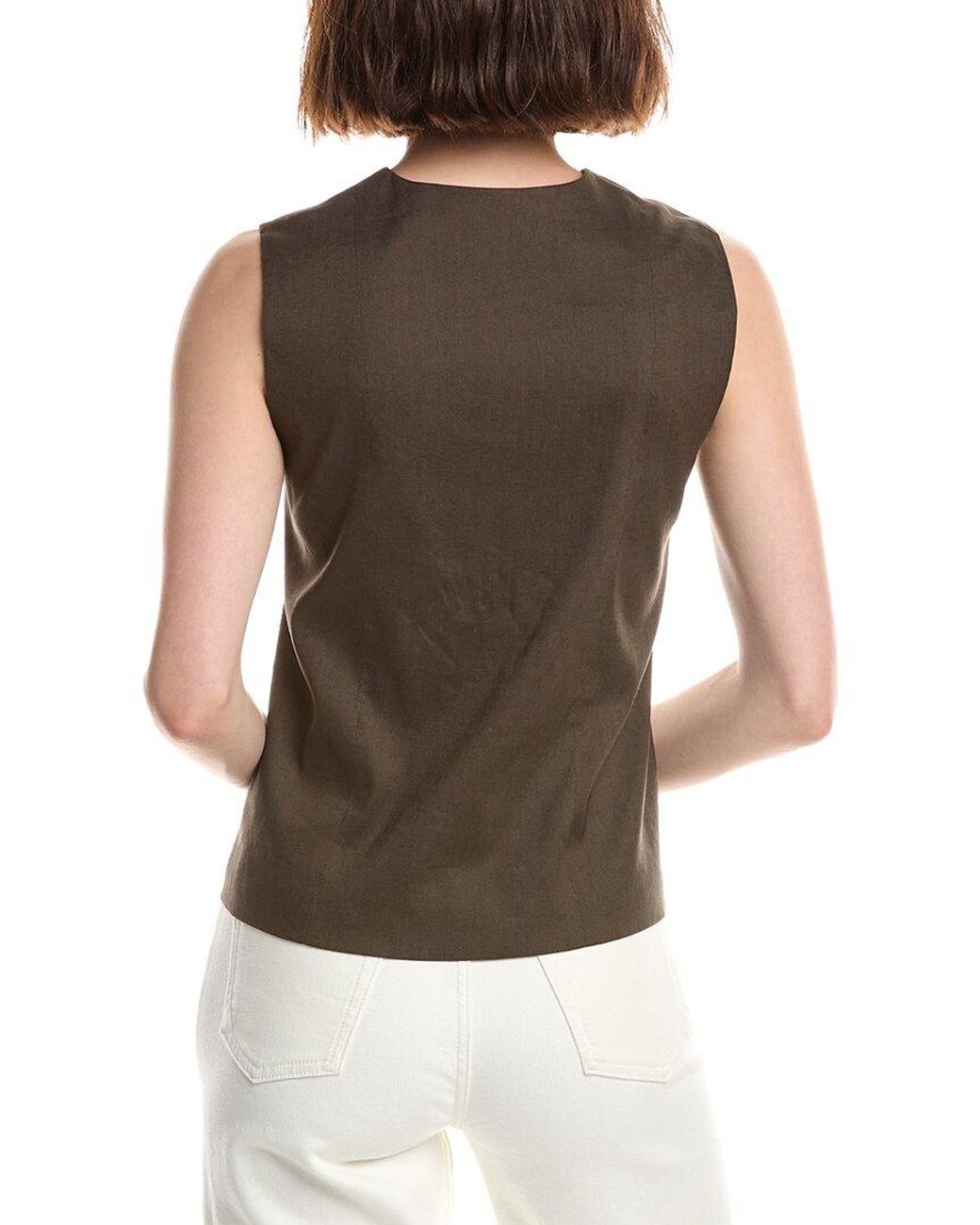 Rag & Bone Green Belle Linen-Blend Vest