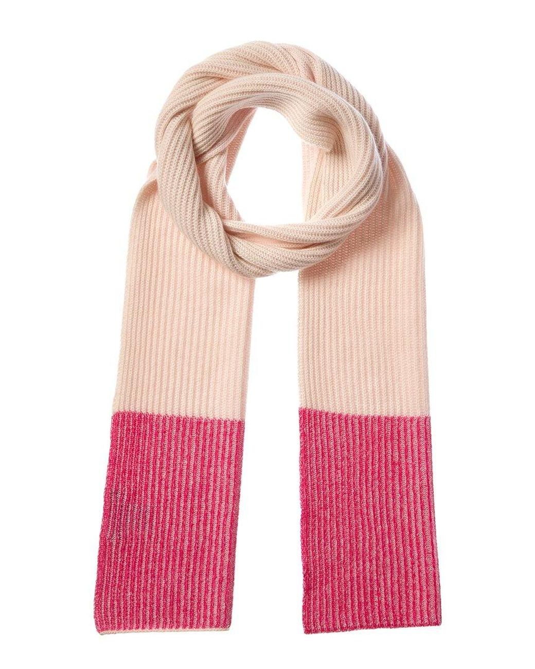 Forte Pink Plaited Border Stripe Cashmere Scarf