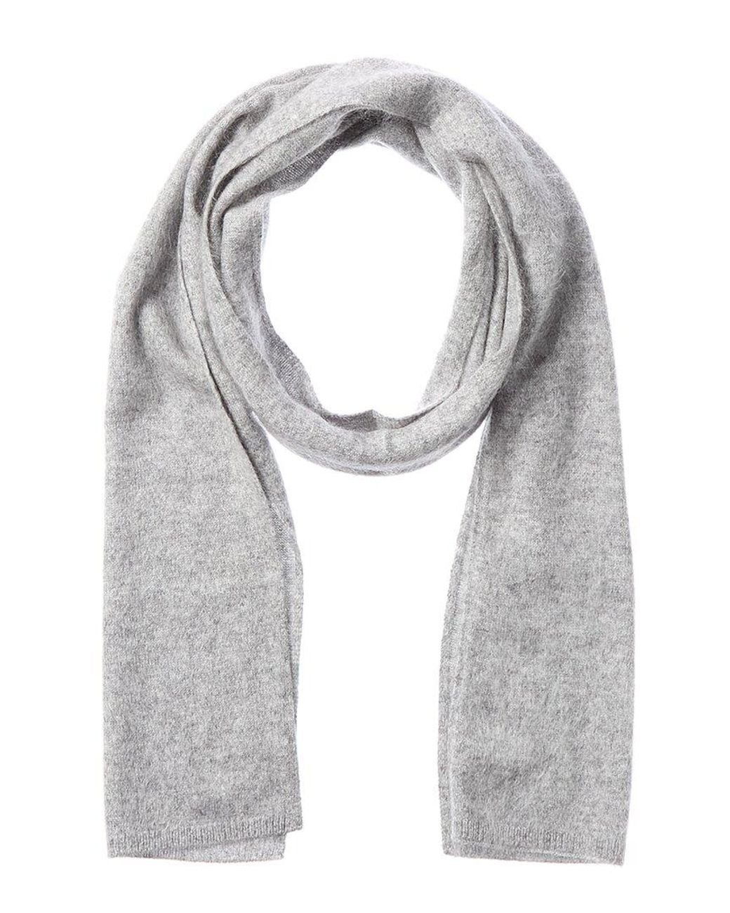 Amicale White Cashmere Brushed Cashmere Hat & Scarf Set