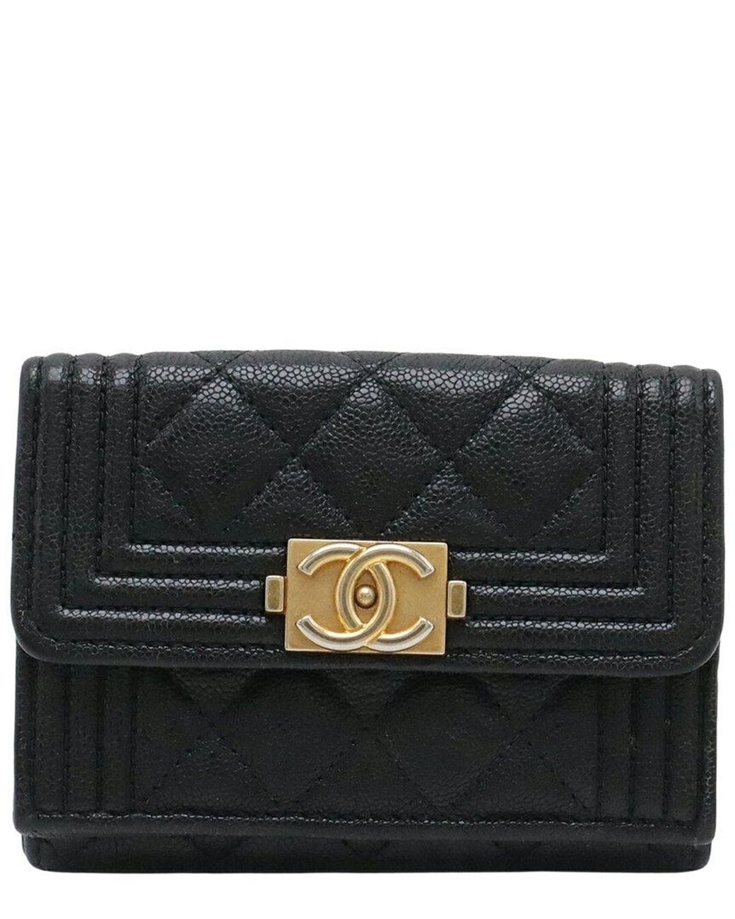 Chanel Black Matelasse Leather Boy Small Flap Wallet (authentic Pre-loved)