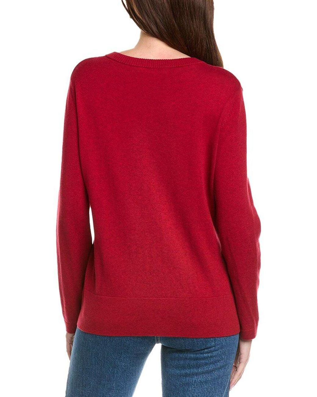 Hannah Rose Red Basic V-Neck Pullover