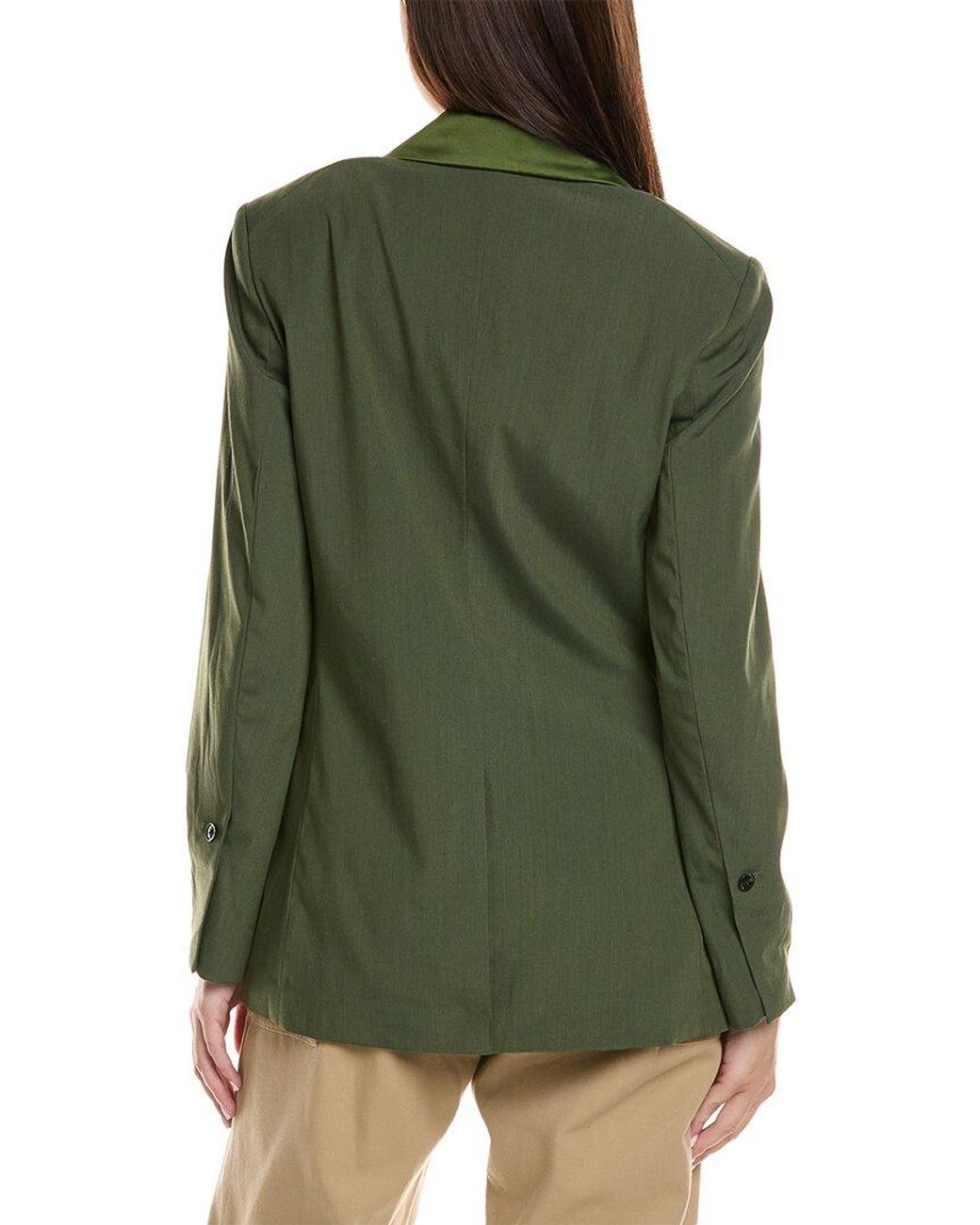 3.1 Phillip Lim Green Shawl Lapel Wool-Blend Blazer