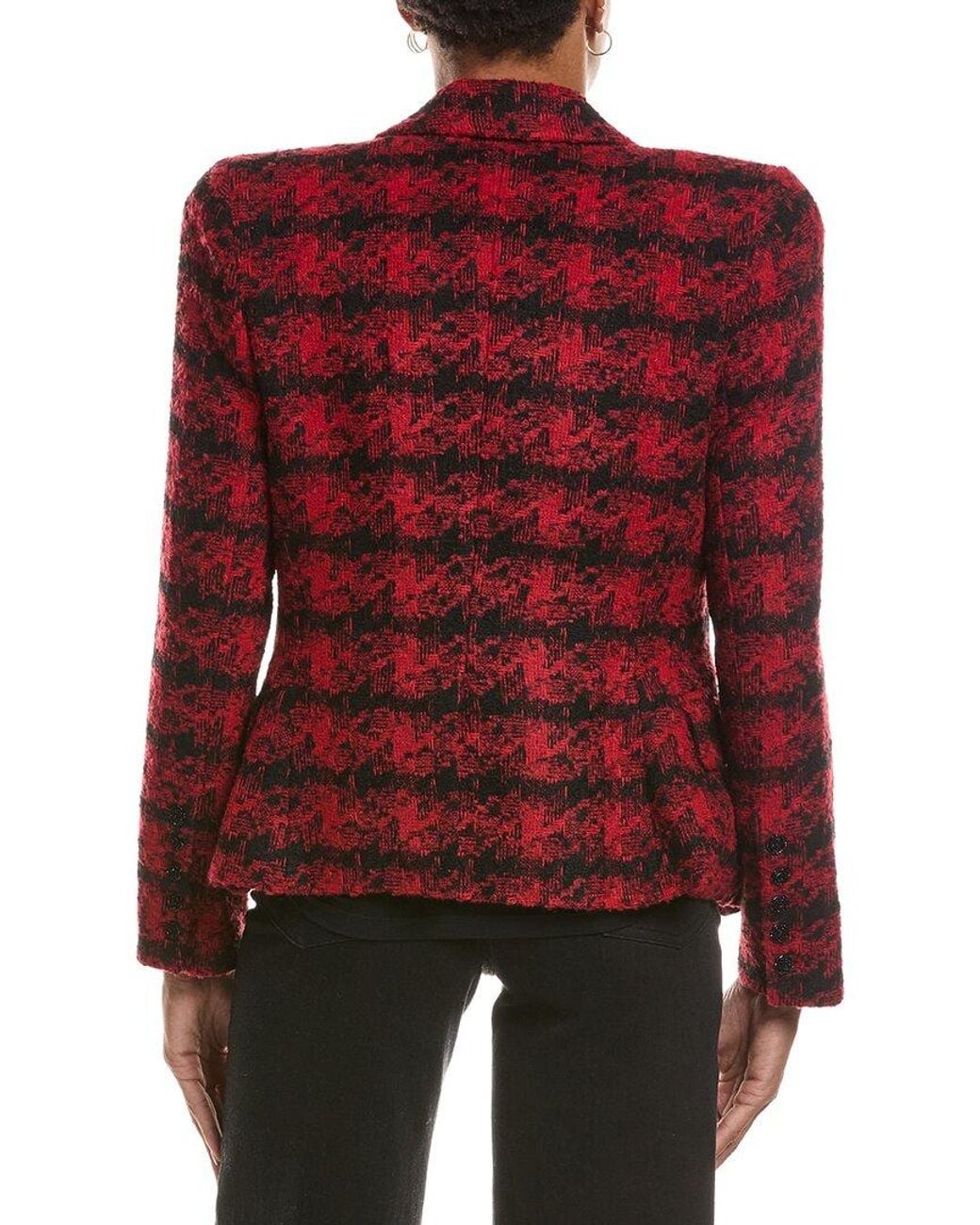 L'Agence Red Kaisley Wool-Blend Blazer