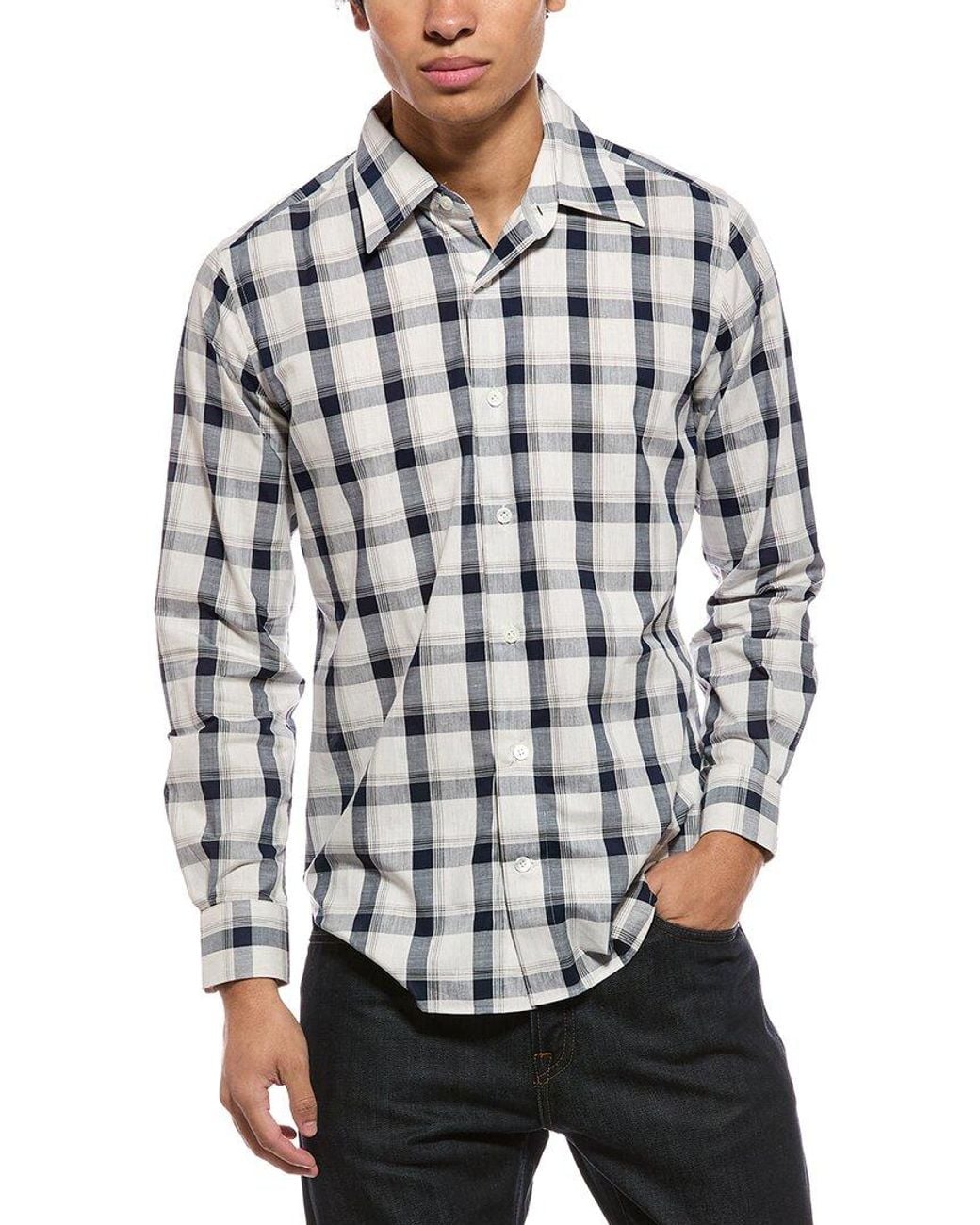 Eleventy Gray Linen-Blend Shirt for men