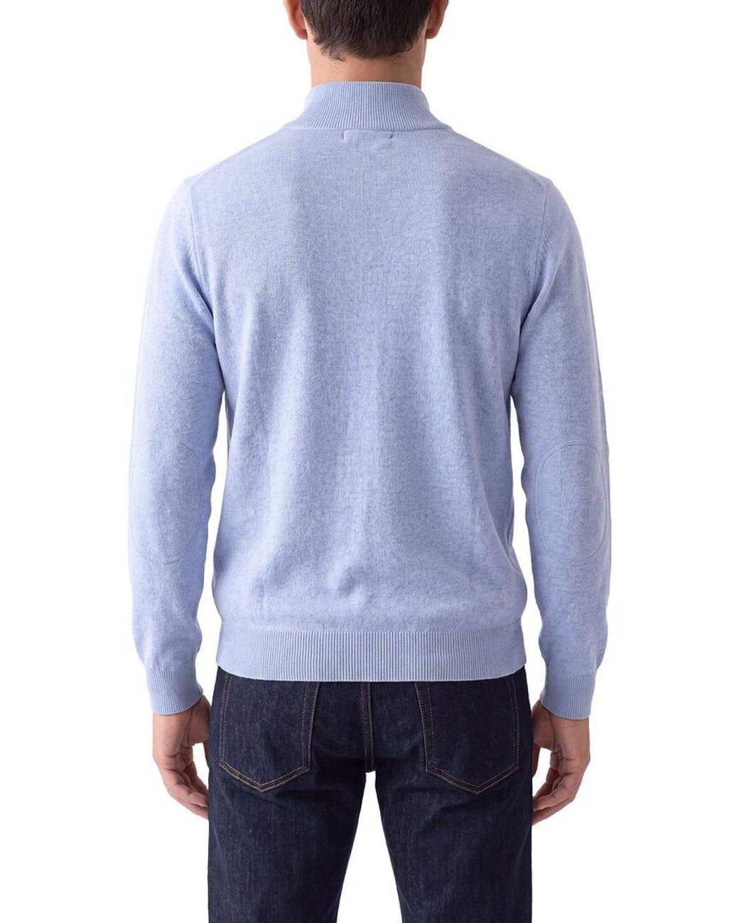 N.Peal Cashmere Blue Carnaby Cashmere 1/2-Zip Sweater for men