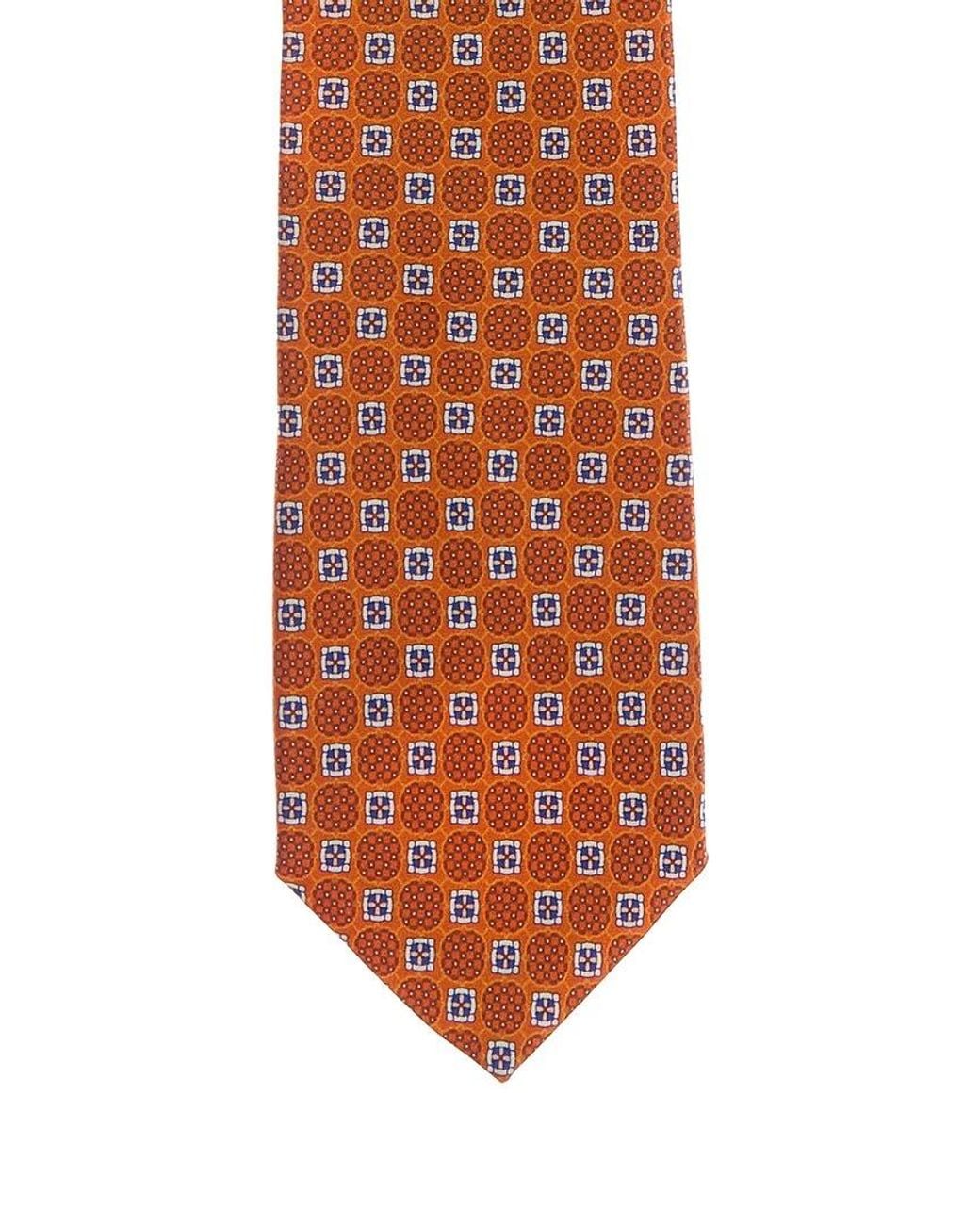Canali Red Medallion Silk Tie for men