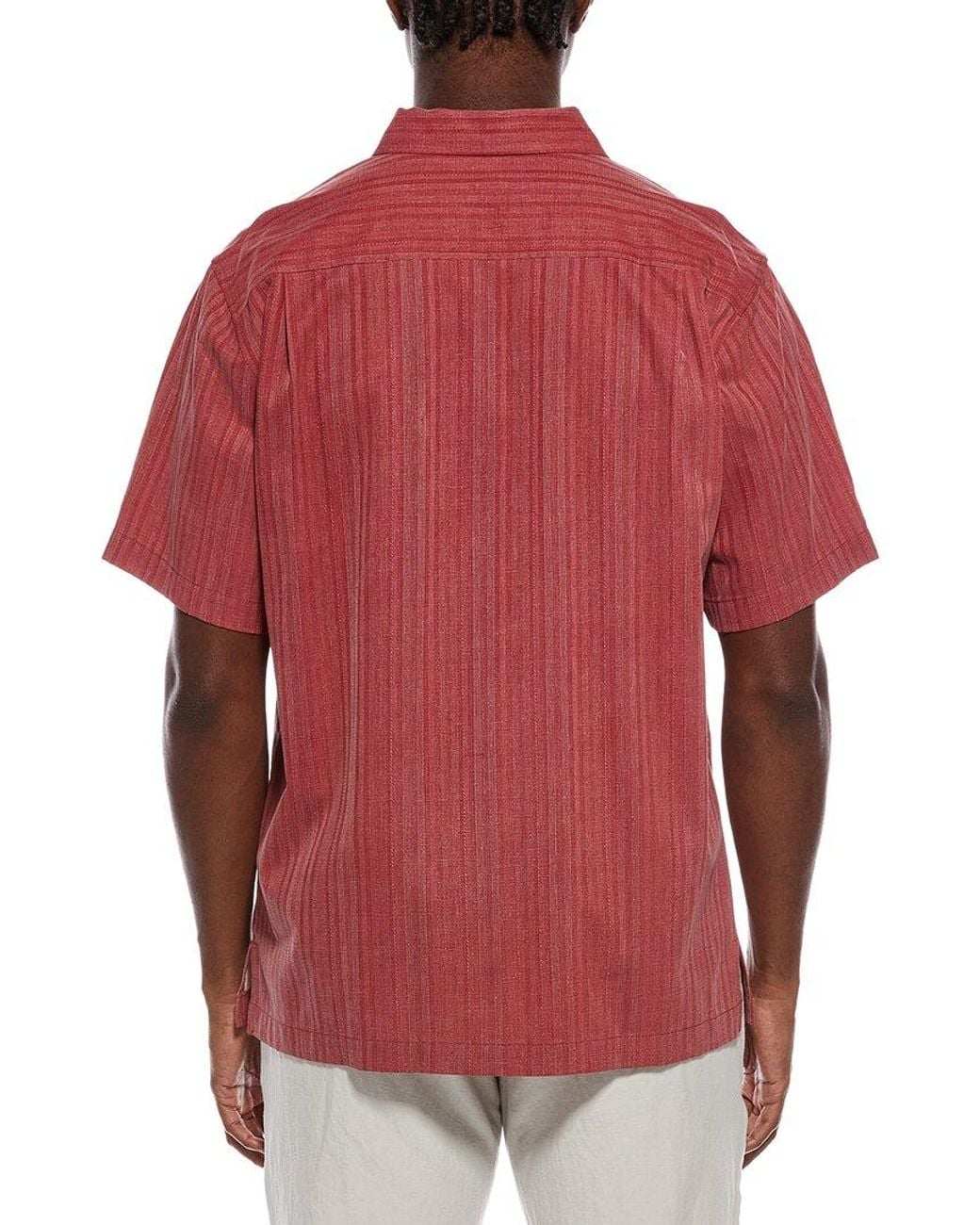 Tommy Bahama Red Maui Border Silk Camp Shirt for men