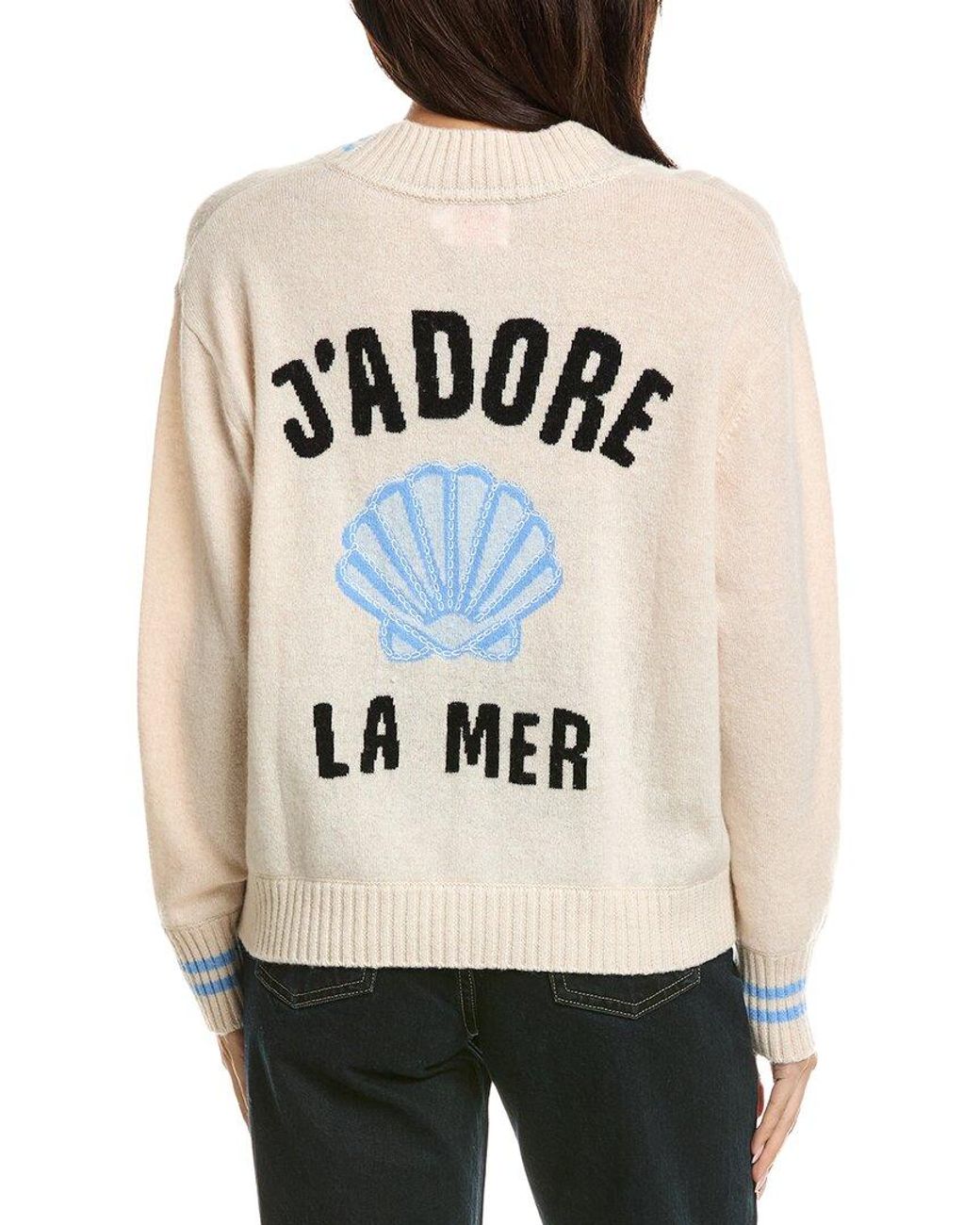 Brodie Cashmere Natural J'Adore La Mer V-Neck 100% Cashmere Sweater