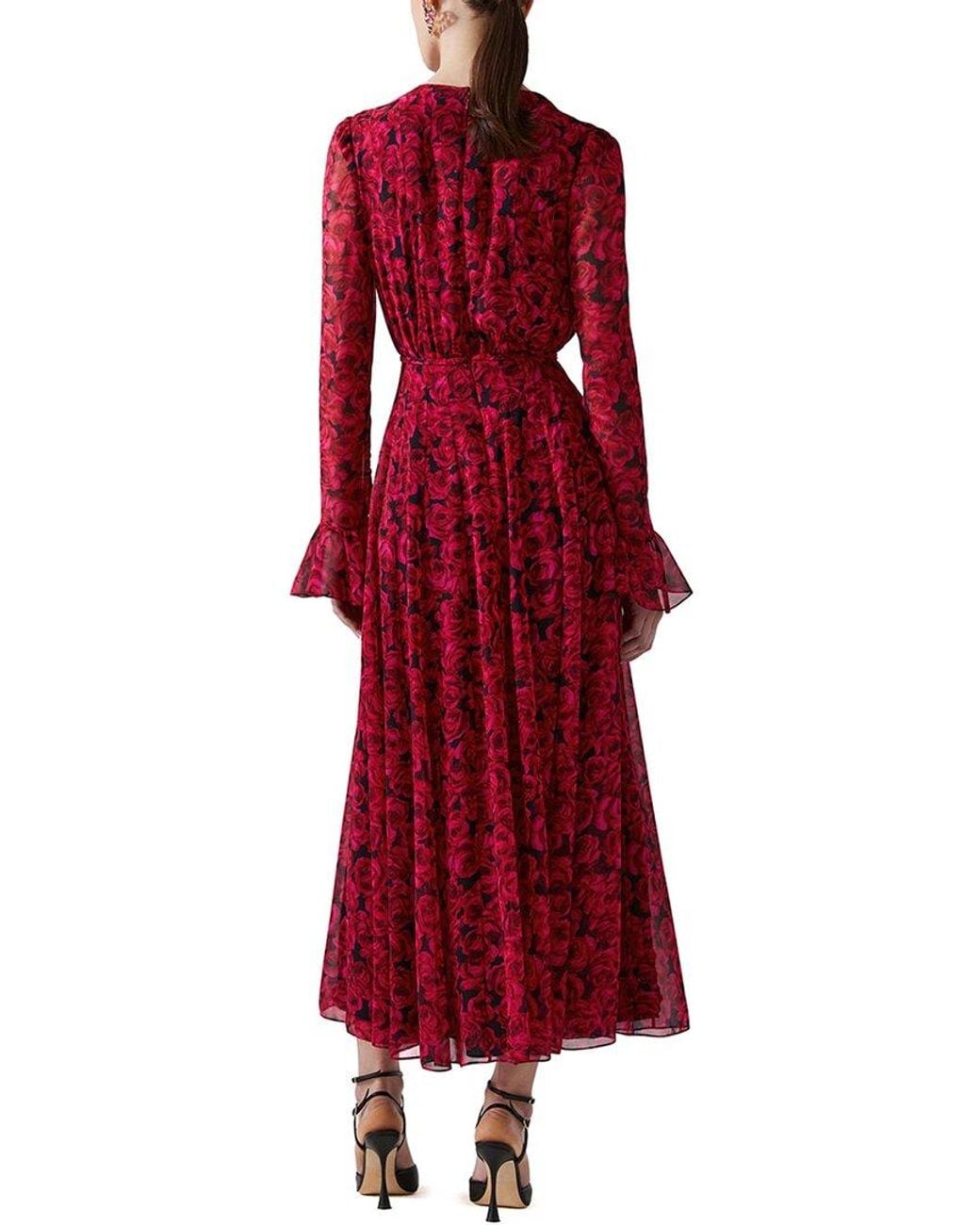 Carolina Herrera Red Button Midi Dress