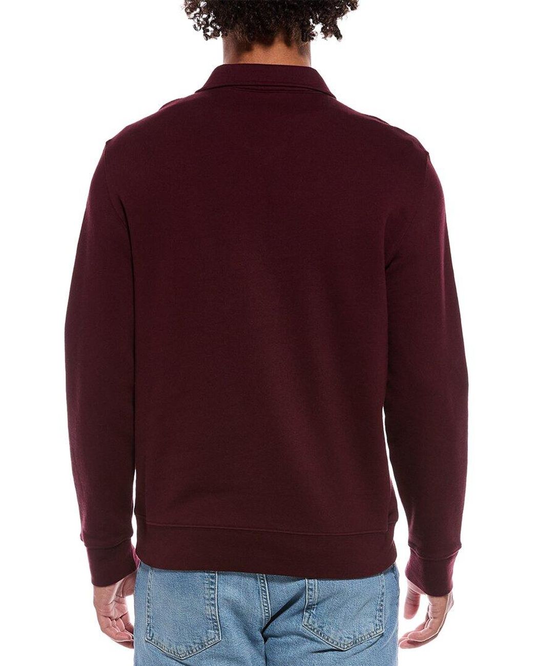 Vince Red French Terry 1/4-Zip Pullover for men