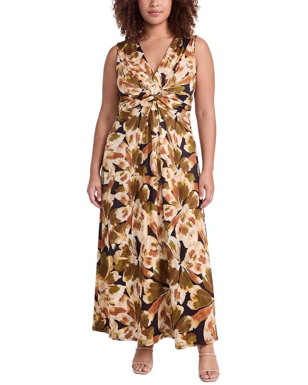Anne Klein Metallic Plus Twist Front Maxi Dress