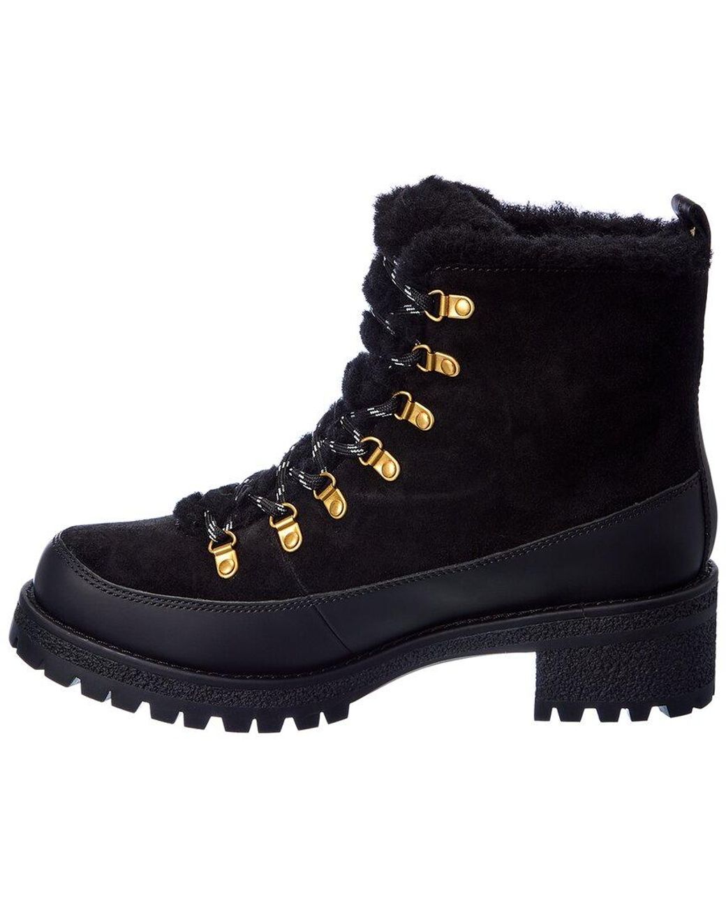 Tory Burch Thea Suede & Shearling Boot in Black | Lyst