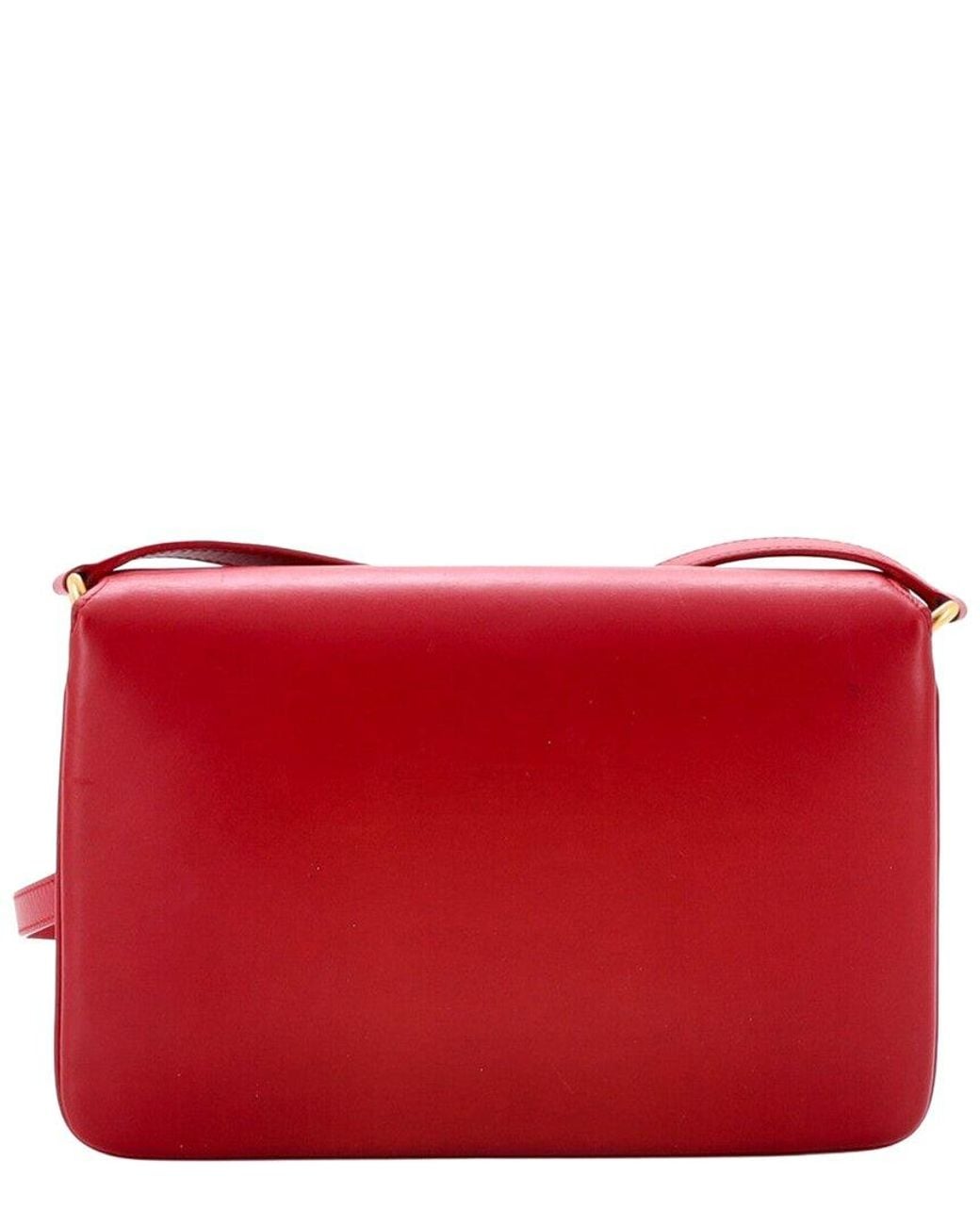 Saint Laurent Red Leather Le Maillon Shoulder Bag Medium (Authentic Pre-Loved)