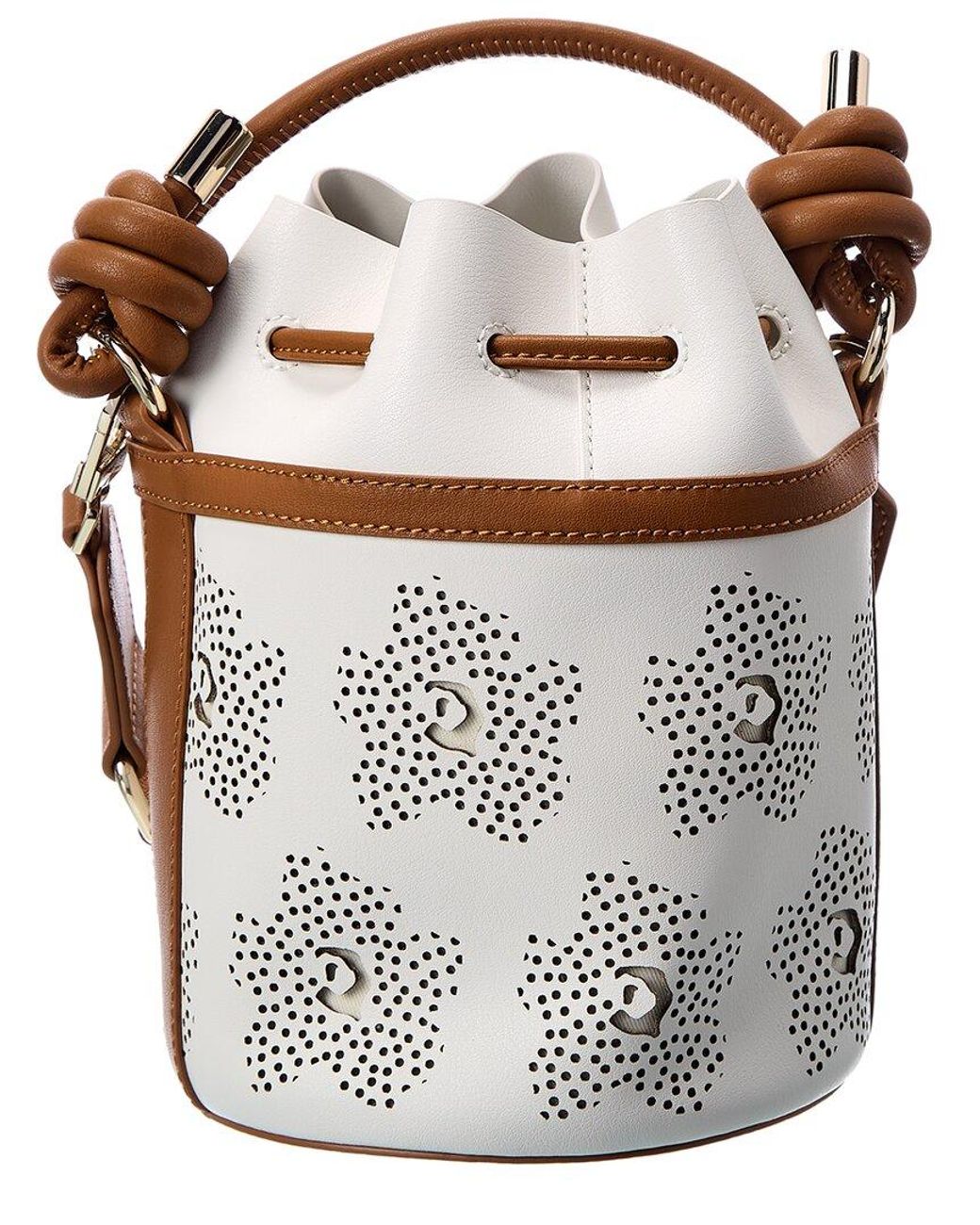 Ted Baker Tyahla Floral Laser Cut Detail Leather Bucket Bag in Brown