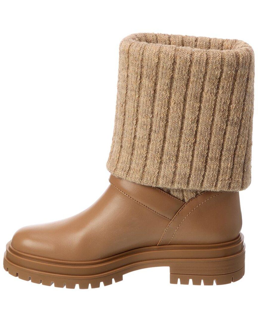 Gianvito Rossi Brown Thurso 20 Knit & Leather Boot