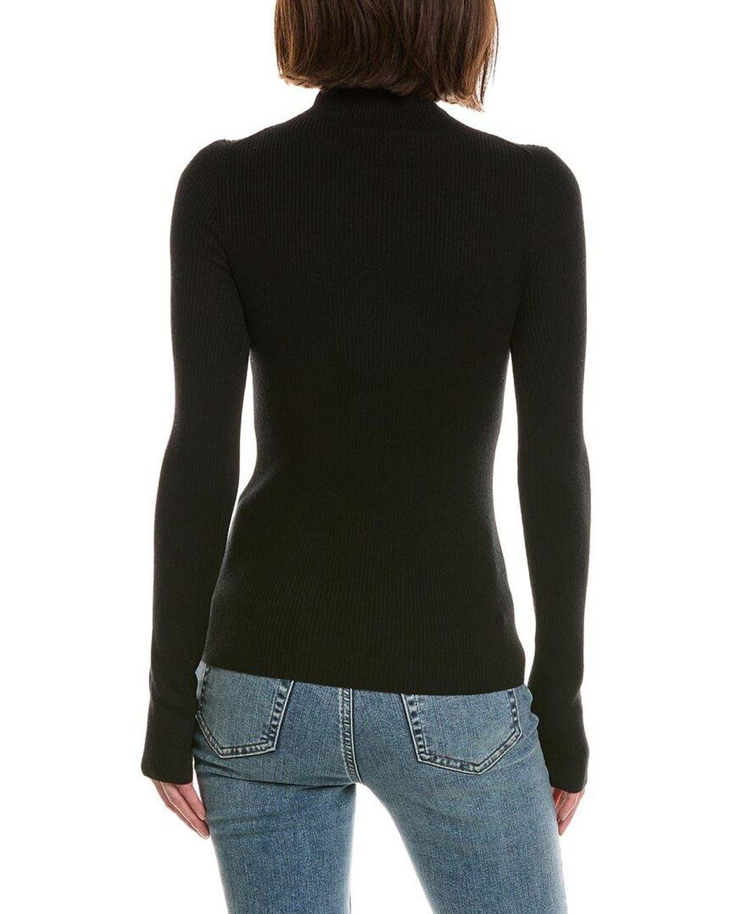 DL1961 Black Ribbed Turtleneck Wool-Blend Top