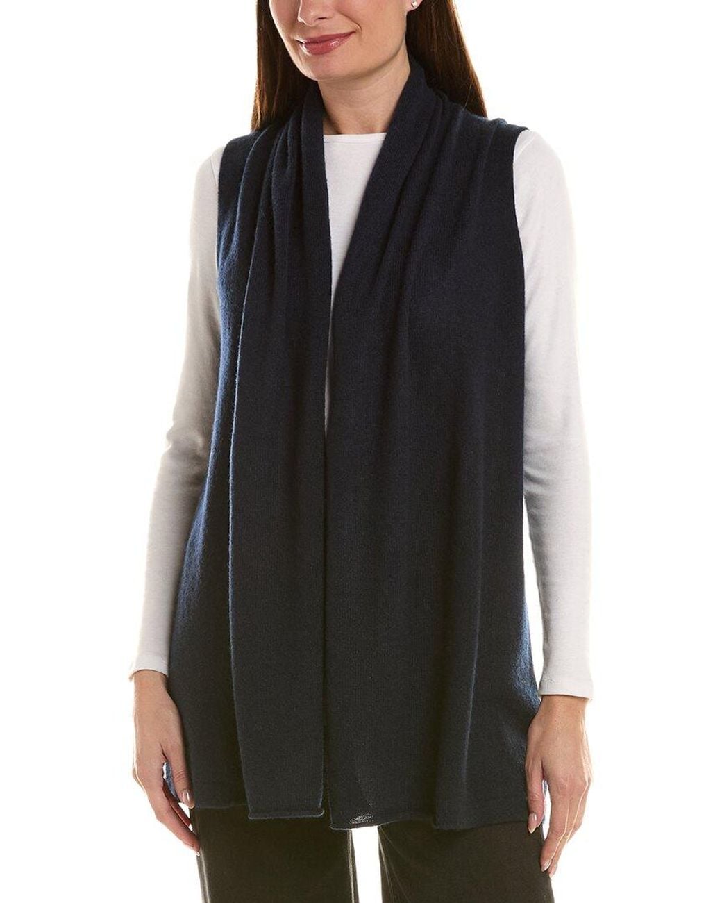 InCashmere Black Long Flyaway 100% Cashmere Vest