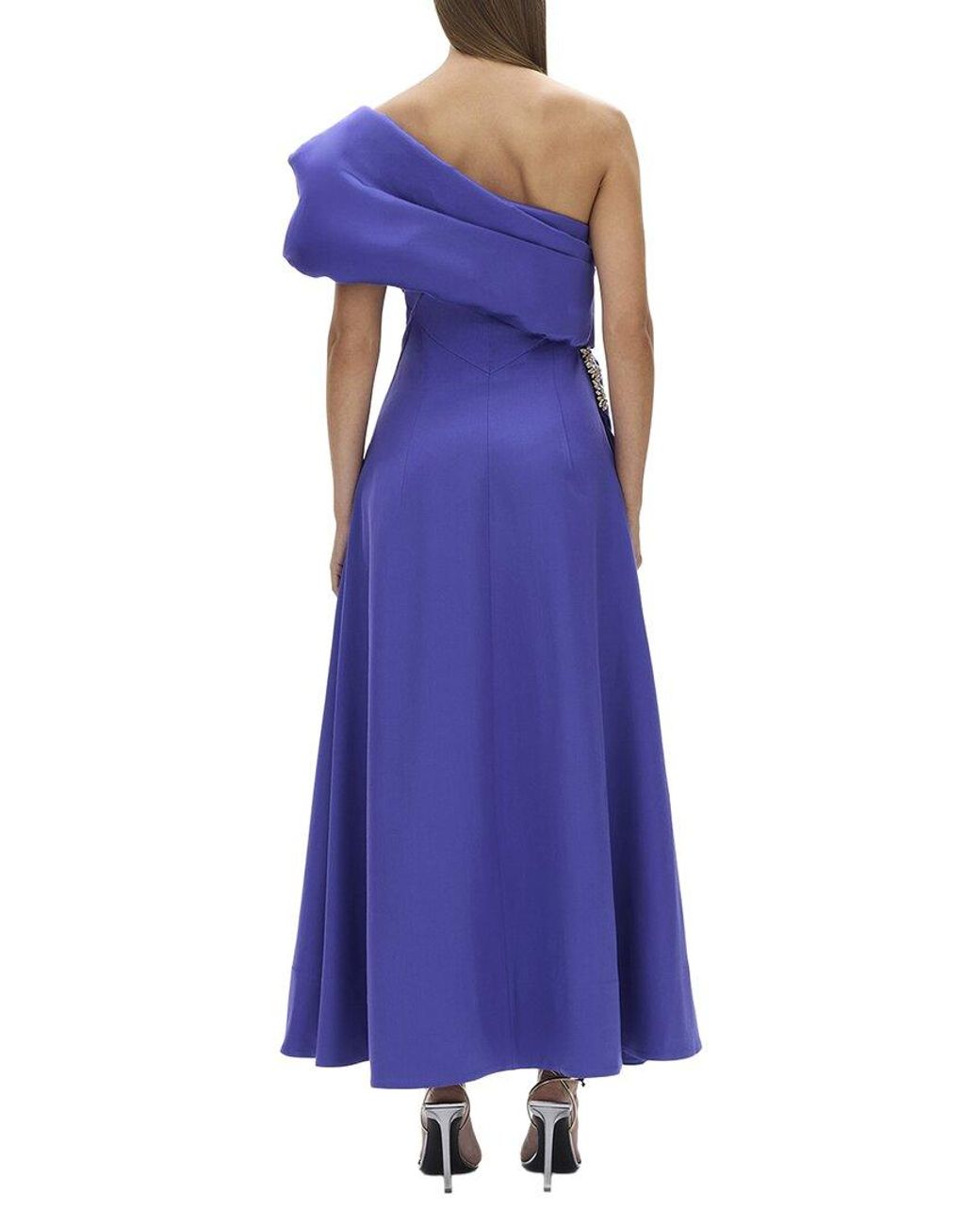 Rachel Gilbert Purple Marlo Wool & Silk-Blend A-Line Dress