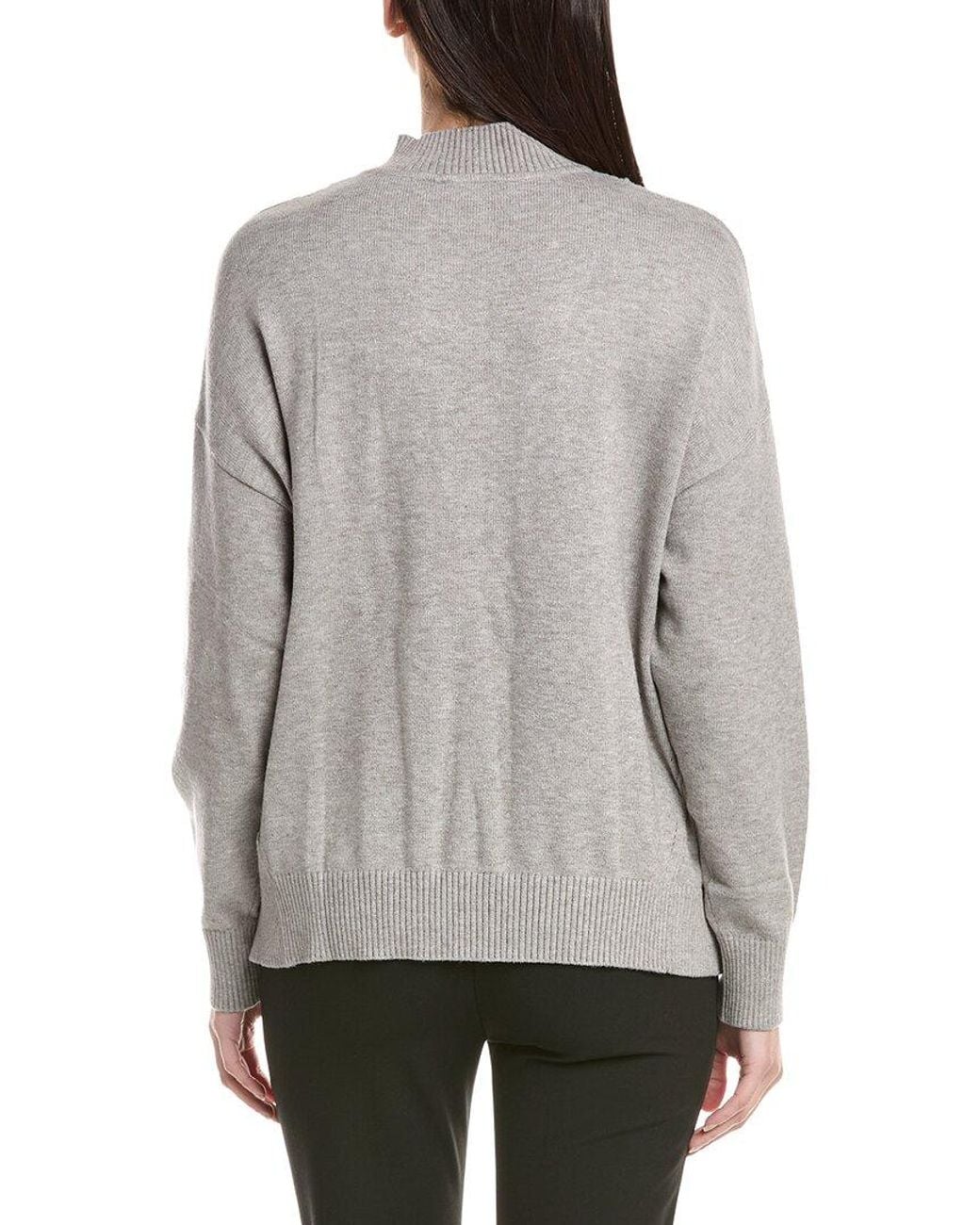 Joseph Ribkoff Gray 1/2-Zip Embellished Pullover