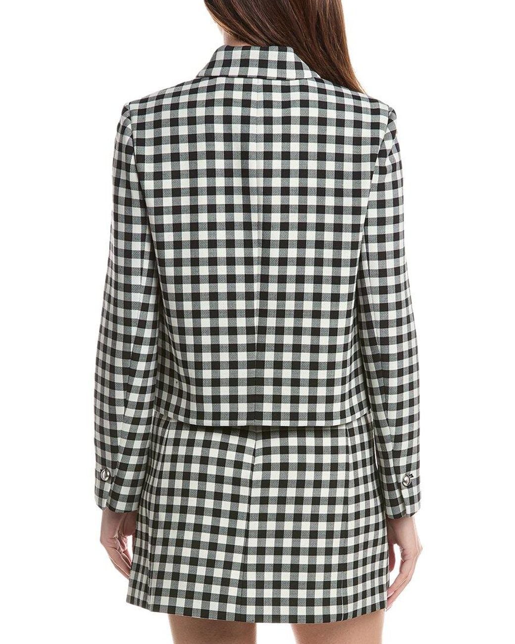 Rebecca Taylor Black Phillipa Check Cropped Wool-Blend Jacket