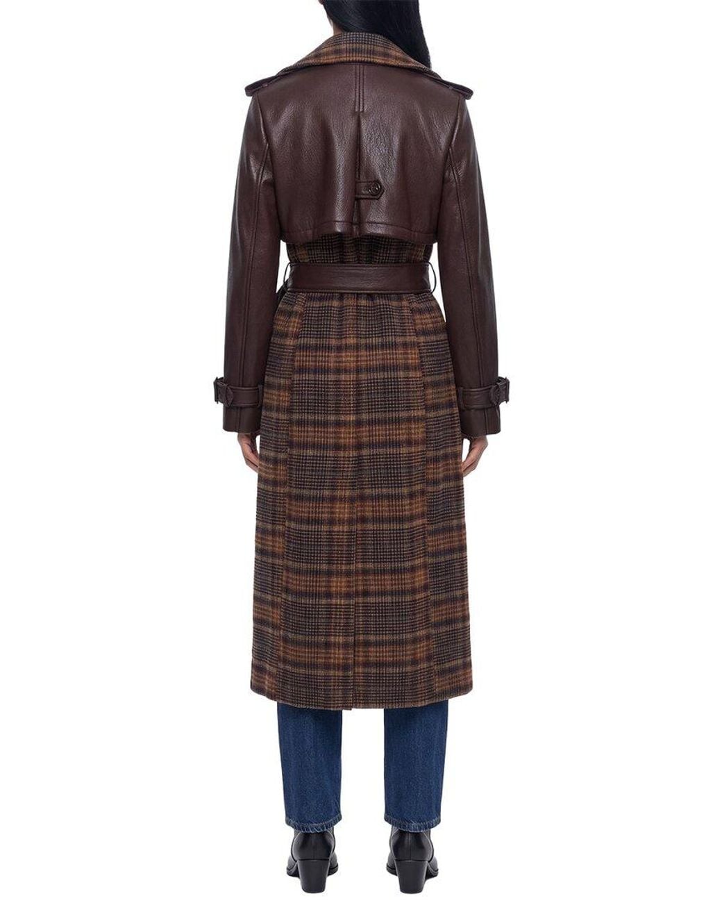 Avec Les Filles Multicolor Oversized Maxi Combo Wool-Blend Trench Coat