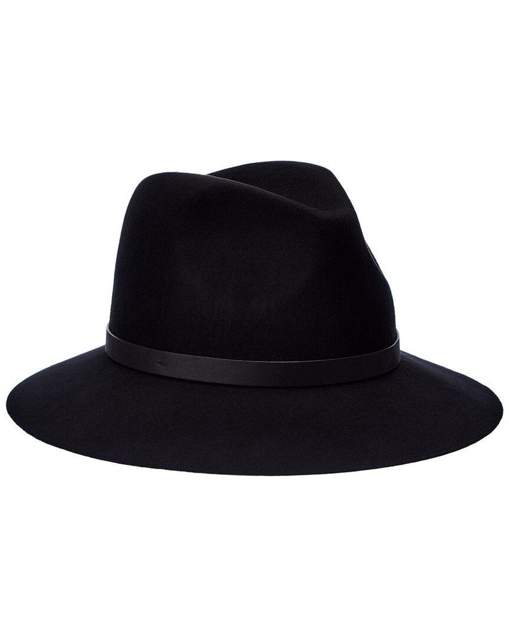Bruno Magli Black Leather-Trim Wool Felt Fedora