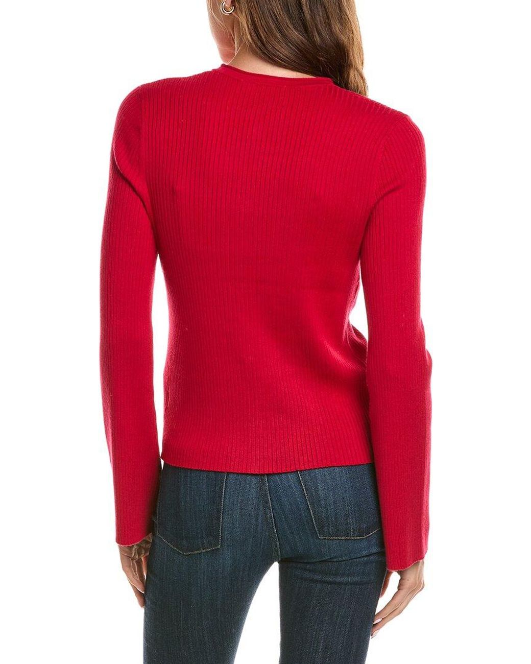 525 America Red Curved Front Rib Cardigan