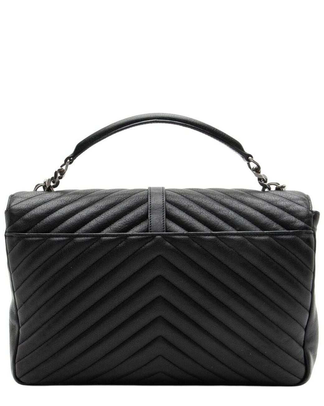 Saint Laurent Black Matelasse Calfskin Monogram College Large Shoulder Bag (Authentic Pre-Loved)