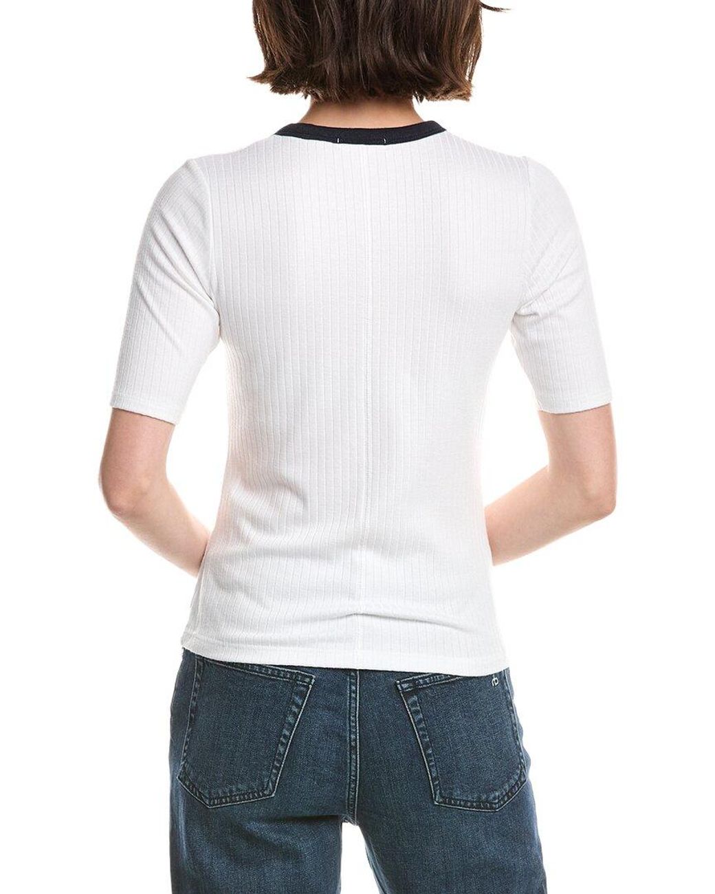 Rag & Bone White The Knit Contrast Ringer T-Shirt